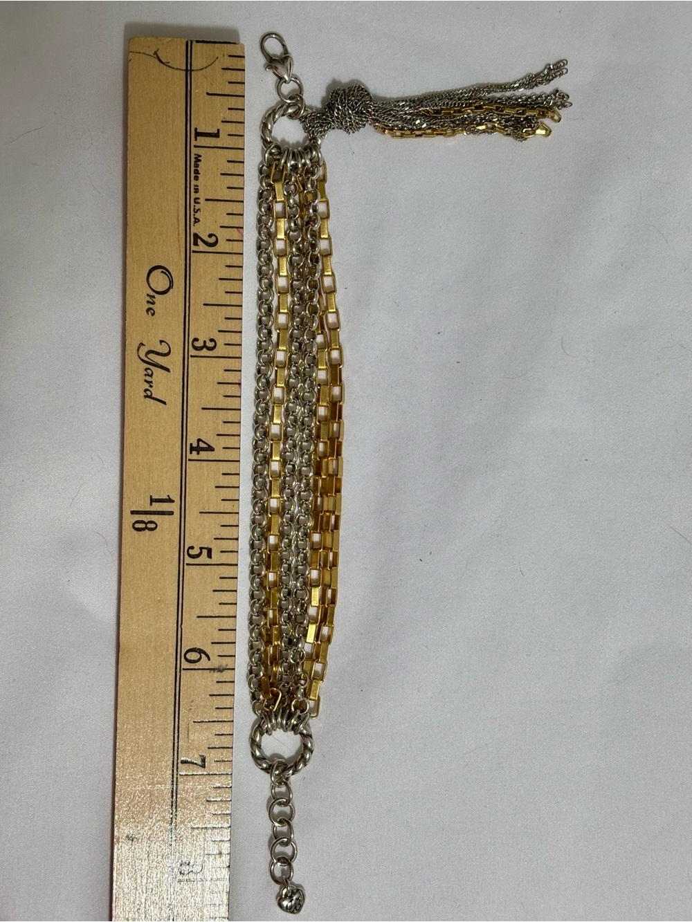 Vintage Retired Brighton "In The Mix" Mixed Metal Chain Tassel Bracelet -7" long - Picture 4 of 4